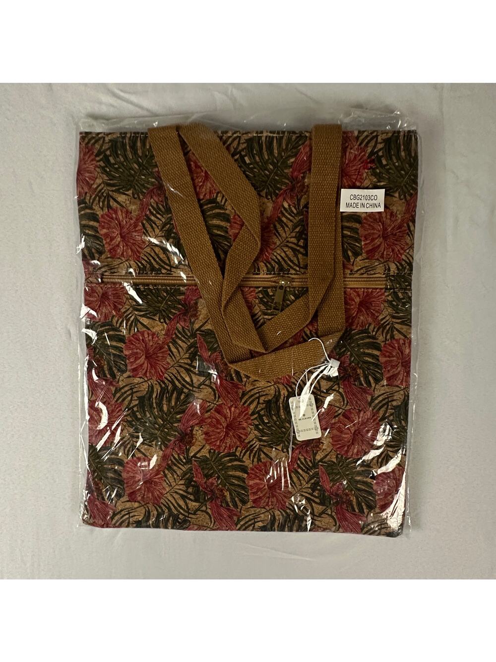 Be Clever Tropical Cork Tote Bag NWT